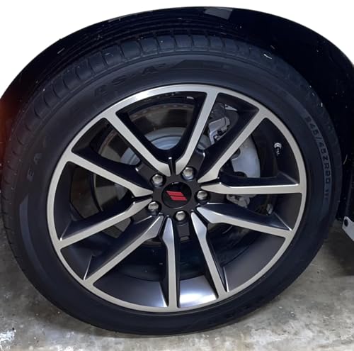 (Set of 4) 63mm=2.5 inches // Slash Wheel Center Cap Covers HubCap Emblem Badge Trim for Dodge Charger Challenger Durango Hornet Dart SRT Magnum Nitro Journey Caliber Avenger - color: red // on gloss black cap