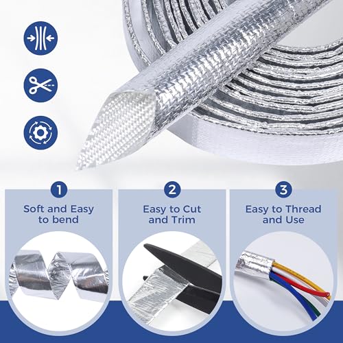Automotive Heat Shield Sleeve High Temp Sheathing Roll 1/2inch-12ft - size: 1/2" 12Ft