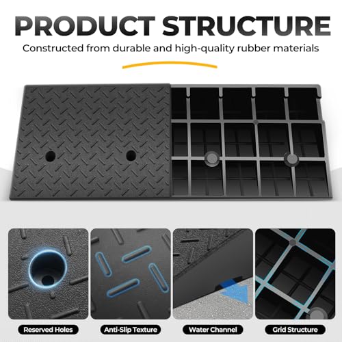 Auto Dynasty 5.9"H Rubber Curb Ramps for Driveway Sidewalk, HeavyDuty 2 Set - size: 5.9" Rise