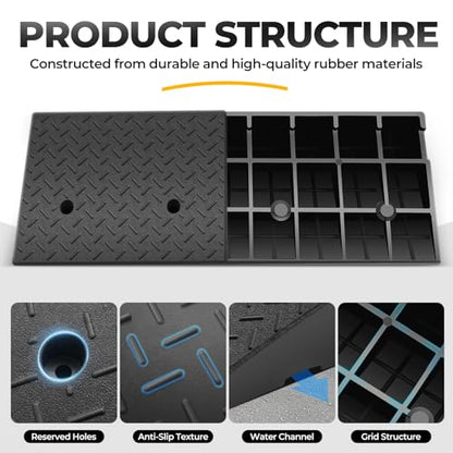 Auto Dynasty 5.9"H Rubber Curb Ramps for Driveway Sidewalk, HeavyDuty 2 Set - size: 5.9" Rise