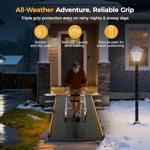 CAMMOO 6 FT Aluminum Wheelchair Ramp with 800 LBS Load Capacity, Portable Folding ramps for wheelchairs - size: 6 FT