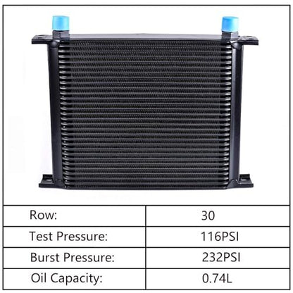 30 Row Stacked Plate Oil Cooler With Fuel Line Hose Mounting & Bracket - color: Oil Cooler+Fuel Line Hose+Mounting Bracket, size: 30 Row-BK
