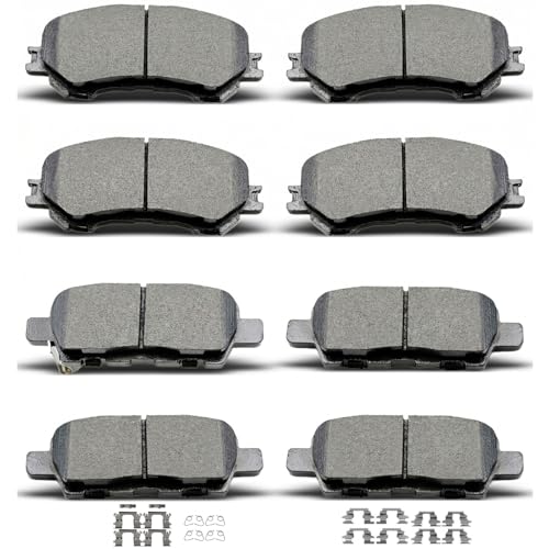 D1415 D1737 8pcs Front Rear Ceramic Brake Pad With Clips Fit For 2014-2019 Nissan Rogue,2017-2019 Nissan Rogue Sport - size: D1415 D1737
