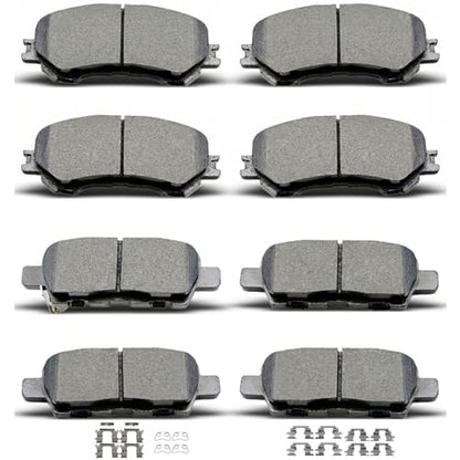D1415 D1737 8pcs Front Rear Ceramic Brake Pad With Clips Fit For 2014-2019 Nissan Rogue,2017-2019 Nissan Rogue Sport - size: D1415 D1737
