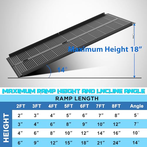WHALEMOTOR Black Portable Wheelchair Ramp, 6FT No-sew Non-Slip Aluminum Wheelchair Ramp, Folding Portable Wheelchair Ramps for Home, Weight Capacity Up to 800LBS, Loading Dock Plates - size: 6FT Using height 6-18"