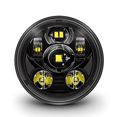 TRUE MODS 5.75 Inch LED Headlight for Harley Davidson Round Motorcycle - color: Black, size: std