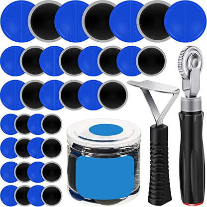 Tallew 90 Pcs Tire Patches Kit 32 mm 42 mm 58 mm Tire Repair Unit with Roller and Liner Scraper, Tube Patch Auto Repair Stitcher Tools for Car Truck Bike Motorcycle Wheel
