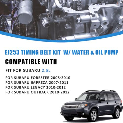 EJ253 Timing Belt Kit w/Water & Oil Pump Fit for 2.5L Subaru - color: set1