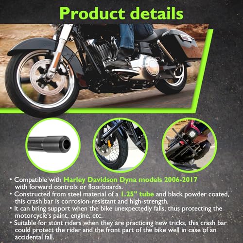 Mofun Front Engine Guard Crash Bar Fit for Harley Dyna 2006-2017 - color: Gloss Black