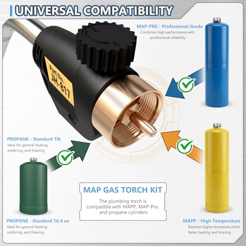 Propane Torch Head with Trigger-Start Ignition, Adjustable Heat - color: Black