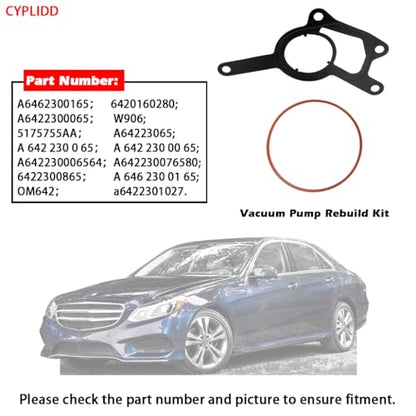 Vacuum Pump Rebuild Seal Kit Compatible with 2007-2009 Mercedes Benz E320 GL320 ML320 R320 Replaces A6462300165 6420160280