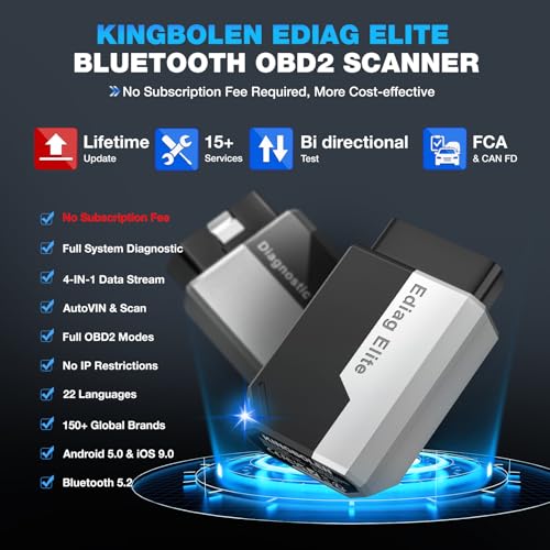 Ediag Elite KINGBOLEN Bluetooth OBD2 Scanner, Lifetime NO Cost Update