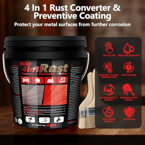 4-in-1 Rust Converter & Metal Primer, 141 Fl OZ Red Rust Inhibitor Paint for Metal, Remove & Convert Rust And Also Protect, Industrial Grade Water Based Rust Reformer, Heat Resistance & UV Resistant - size: Red-141 FL OZ