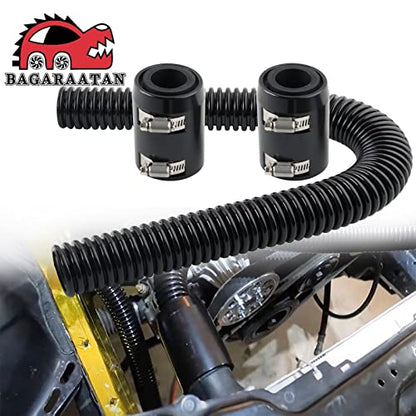 24" Flexible Radiator Hose Stainless Steel Coolant Radiator Hose - size: 24″-Black