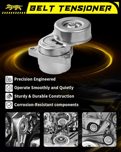 Oktiger 38284 Belt Tensioner Assembly with Pulley Fit for Nissan Altima base 2002-2004 2006-2013 s 2002-2013 sl 2002-2006 2010-2013 sv, Rogue s 2008-2014 sl 2008-2010 sv 2011-2014, 2.5L, OE 11955JA00A - size: 38284