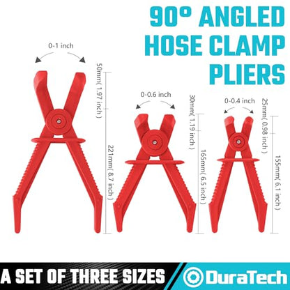 DURATECH 3-Piece Hose Pinch Clamp Pliers, 90 Angled Hose Pinch Off Pliers - size: 3-Piece, style: 90 Angled