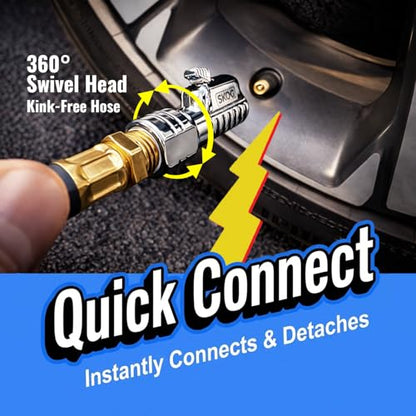 Chuck Mates Platinum Locking Air Chuck Quick-Connect 1/4" NPT or Schrader - size: 1 Pack, style: For Portable Inflators + NPT Adapter