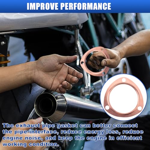 LAINLOY 2PCS 2.5 Inch Copper Header Exhaust Gaskets, Golden Car Exhaust Pipe Collector Gaskets, Sturdy Reusable Parts, Automotive Exhaust Accessories for SBC BBC 302 350 454 - size: 2.5 Inch