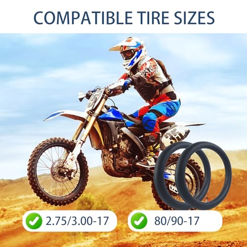 2 Pack 2.75/3.00-17 Heavy Inner Tube, 80/90-17 Replacement Tire - size: 2.75/3.00-17 (2 Pack)