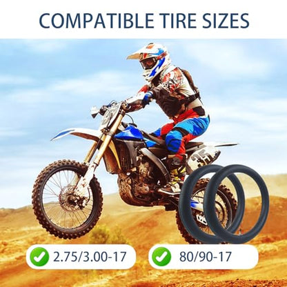 2 Pack 2.75/3.00-17 Heavy Inner Tube, 80/90-17 Replacement Tire - size: 2.75/3.00-17 (2 Pack)