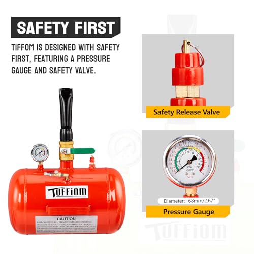 TUFFIOM 5 Gallon Air Tire Bead Blaster Seater w/Pressure Gauge & Handle, Wheel Seating Tool Inflator Tank for Truck ATV, 85-116PSI Operating Pressure, Red - color: Red