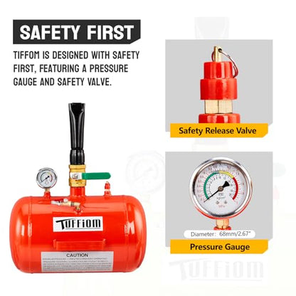 TUFFIOM 5 Gallon Air Tire Bead Blaster Seater w/Pressure Gauge & Handle, Wheel Seating Tool Inflator Tank for Truck ATV, 85-116PSI Operating Pressure, Red - color: Red