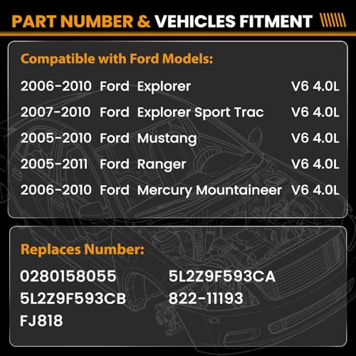 Fuel Injectors 0280158055 Compatible with Ford Mercury V6 4.0L 2005-2011 - size: 0280158055 6P