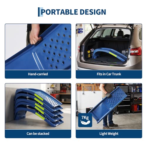 Solid Steel Car Ramp Set, 4 Ton Heavy Duty Truck Maintenance Ramps