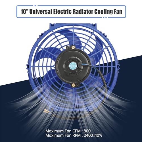10" Electric Radiator Cooling Fan Assembly Kit 12V 80W，Blue, 2 PCS - size: 10” -2PCS, style: Blue
