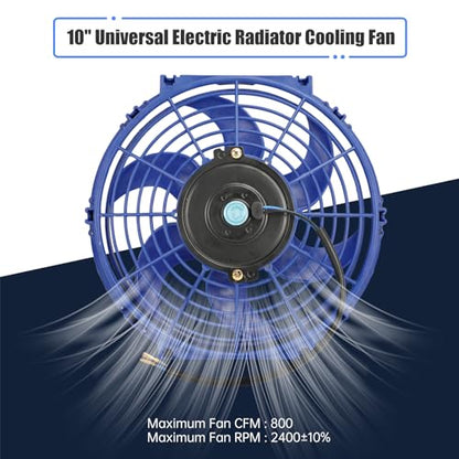 10" Electric Radiator Cooling Fan Assembly Kit 12V 80W，Blue, 2 PCS - size: 10” -2PCS, style: Blue
