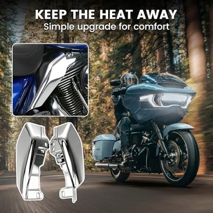 Heat Shields for Harley Davidson Touring Street Glide Road Glide Electra Glide Road King Ultra Limited Tri Glide CVO 2017-2024 2025, Gloss Chrome - color: Chrome