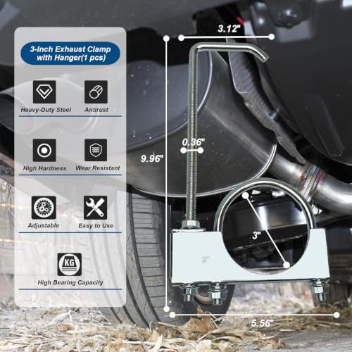 3" Exhaust Clamp With Hanger One-Piece Muffler Hanger, Pack of 1 - size: 3"-1 PACK（One-Piece)