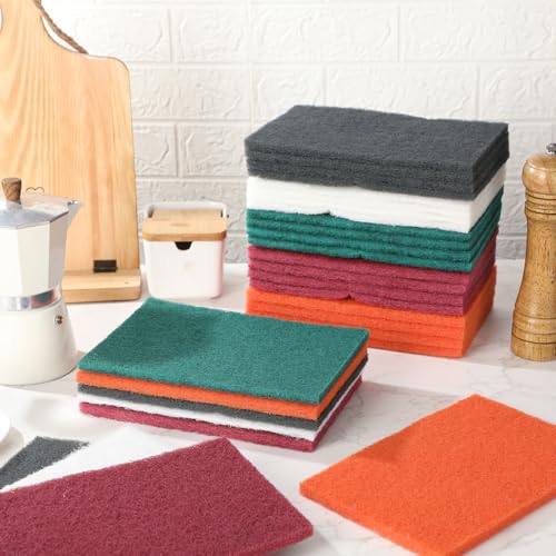 Hoolerry 30 Pcs 6 x 9 Inch Scuff Pad 5 Different Specifications Assortment Scouring Pad General Purpose Non Scratch Scrub Pad Ideal for Garden Automotive Body Tools and Grills Dish Kitchen Cleaning