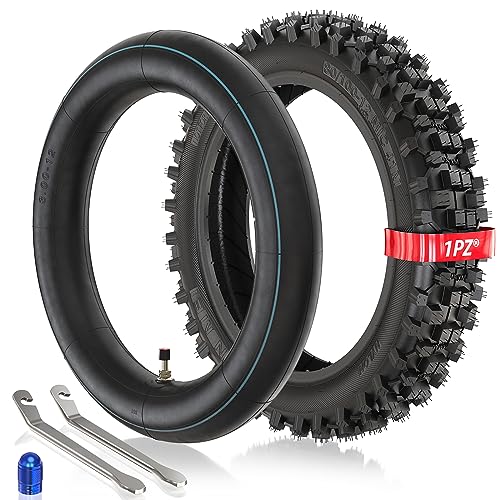 1PZ 3.00-12 Tire & Inner Tube 80/100-12 for Honda CRF70 XR70 CR60R KLX110 KX60 Suzuki DRZ110 DS80 JR80 RM50 PW80 TTR YZ60 65SX 90cc 110cc 125cc SSR Off Road Motocross Pit Dirt Bike