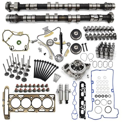 2.4 Camshaft kit with VVT Valve, Water Pump, Head Gasket Set, VCT Selenoid Actuator Gear for Chevy Equinox GMC Terrain Buick Lacrosse 2011-2017 LAF LUK LEA 12656486 12604896 12634207 - color: GM2.4 Complete Kit