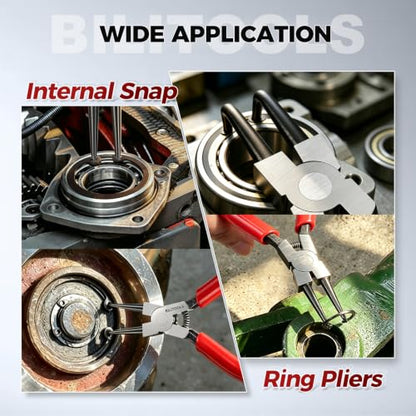 BILITOOLS 4PC Internal Snap Ring Pliers Set, 5" & 7" Circlip Kit - size: 5'' & 7'' Internal Snap Ring Pliers Set