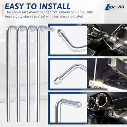 Universal Stainless Steel Exhaust Hanger Rod Weld on-9.5"Long 90 Degree Bent(4 PACK) - size: 4 PCS