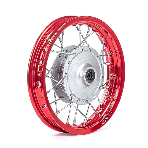 CRF50 Rim, XR50 Wheels Drum Brake Shoes for XR CRF Pit Dirt Bikes Black 1.40x10 Alloy Aluminum Rims (Red)