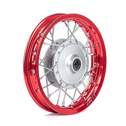 CRF50 Rim, XR50 Wheels Drum Brake Shoes for XR CRF Pit Dirt Bikes Black 1.40x10 Alloy Aluminum Rims (Red)