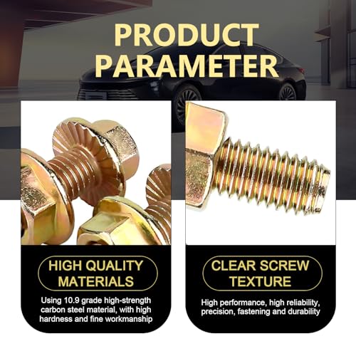 10 PCS Exhaust Manifold Bolts, M8 x 1.25 x 30mm High Strength Carbon Steel Flange Exhaust Bolts and Nuts, Exhaust Manifold Bolt Hardware Kit