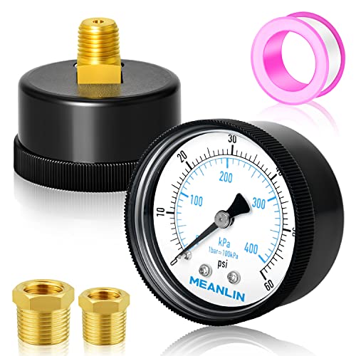 MEANLIN 1/4" NPT 0-60Psi Swimming Pool Water Pressure Gauge - color: 1/4"NPT Back Mount, size: 0-60Psi/0-4BAR/KIT