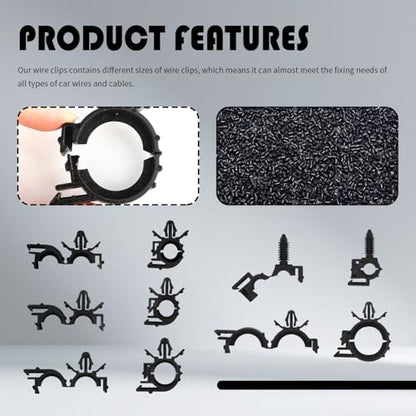 130PCS Car Wire Loom Clips,5 Sizes Wire Harness Clips Push-in Design for Storing and Protecting Cables,Automotive Cable Clip Assortment Kit Universal Fit for Cars/Trucks/SUV