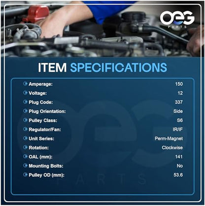 OEG Parts 150A Alternator Fits Ford Fusion 2.5L 2011-2012 A002TX1691ZC