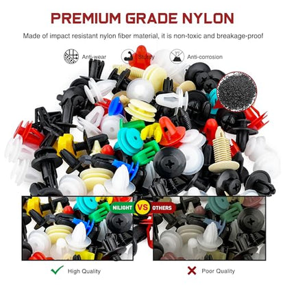 Nilight 501PCS Universal Car Clips Fastener Remover Retainer Rivet Push - color: 500Pcs Clips + Remover