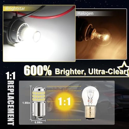 iBrightstar 1157 LED Bulb White, BAY15D 2057 2357 7528 LED Daytime Running Lights Bulbs Super Bright for Back Up Reverse Lights Brake Tail Lights Turn Signal Lights, 2 Pack - color: White, size: 1157