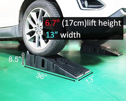 X-Haibei Pair Car Vehicle Ramps for Oil Changes or Home Garage Maintenance, 5500lb Load Rating Pair, Lifts Vehicles 6.3" High，Truck Service Ramps, Trailer Park
