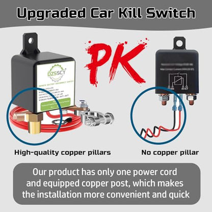 Remote Battery Disconnect Switch 12v, Kill Switch for Car Truck, Anti-Theft - color: 250A with Long Negative Wire
