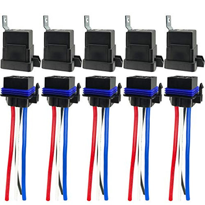 4-pin 80/60Amp 12V DC Waterproof Automotive Relay with Heavy-Duty Wire - size: 5 relays