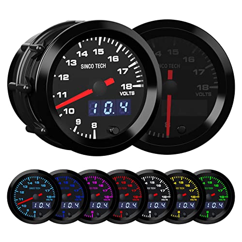 52mm Gauge Car Meter Digital Display Pointer 7 Colors Backlight 12V Universal Gauge Kit…… (Voltage Gauge) - style: Voltage Gauge