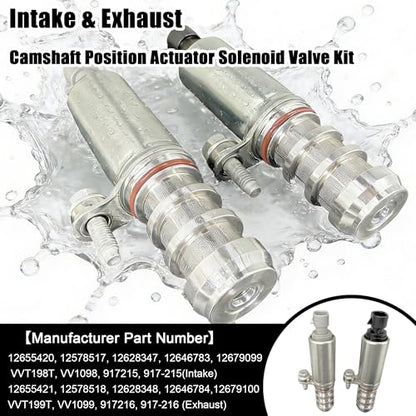 12655421 12655420 Intake & Exhaust Camshaft Position Actuator Solenoid Valve Kit Compatible with GMC Terrain, Saturn Sky/Aura, Pontiac G5/G4/G6, Chevy Cobalt/HHR/Malibu -Replaces 917215 917216